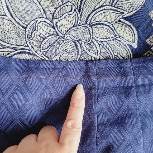 Vintage Talbots Blue Floral Silk Blend Skirt - Picture 9 of 11